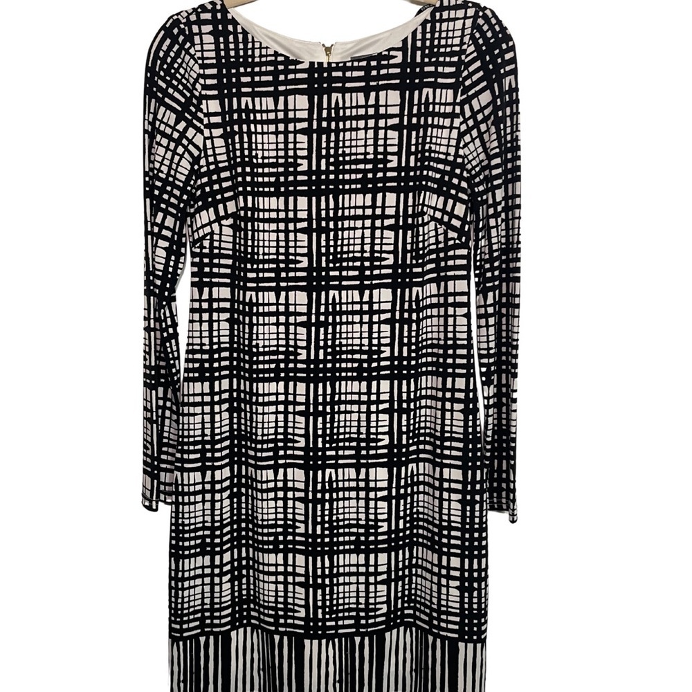 Vince Camuto Black and White Long Sleeve Sheath Dress, Sz 6 NWOT